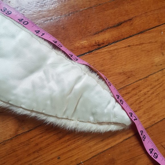 60s Vintage White Mink Fur Collar, Cream White Real Mink Fur Scarf - Picture 7 of 10